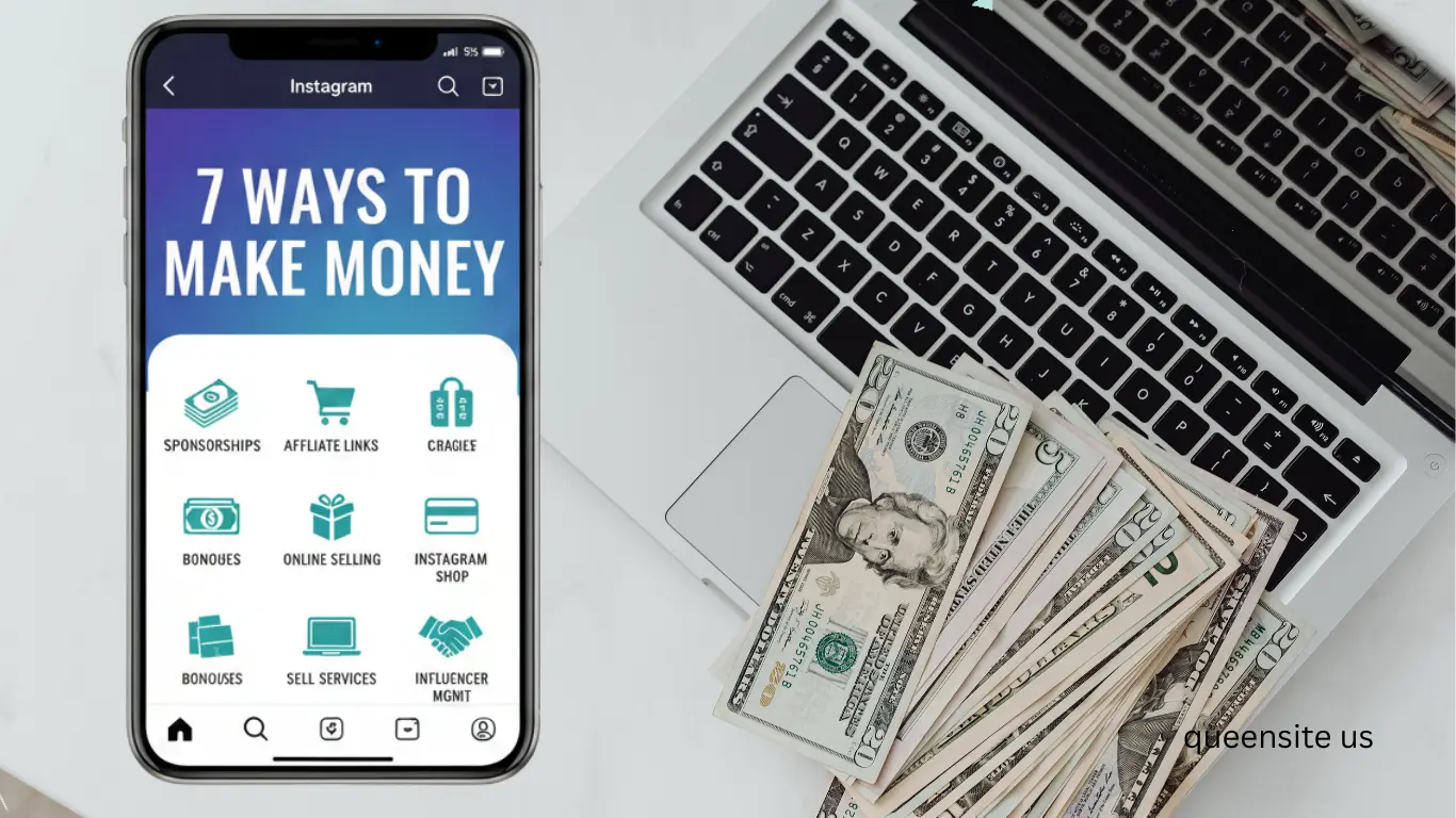 Infographic showing how to make money on Instagram.